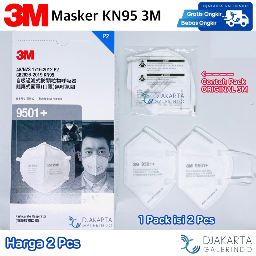 Masker 3M 9501+ KN95 3M Original isi 2 Pcs