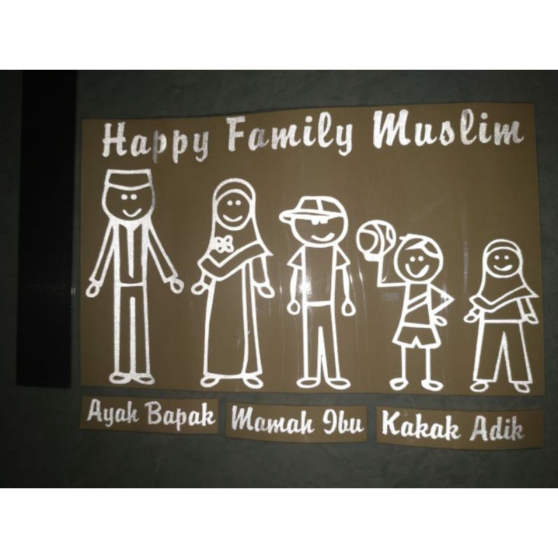 

^happy family muslim sticker mengkilap memantulkan cahaya sinar foto Asli