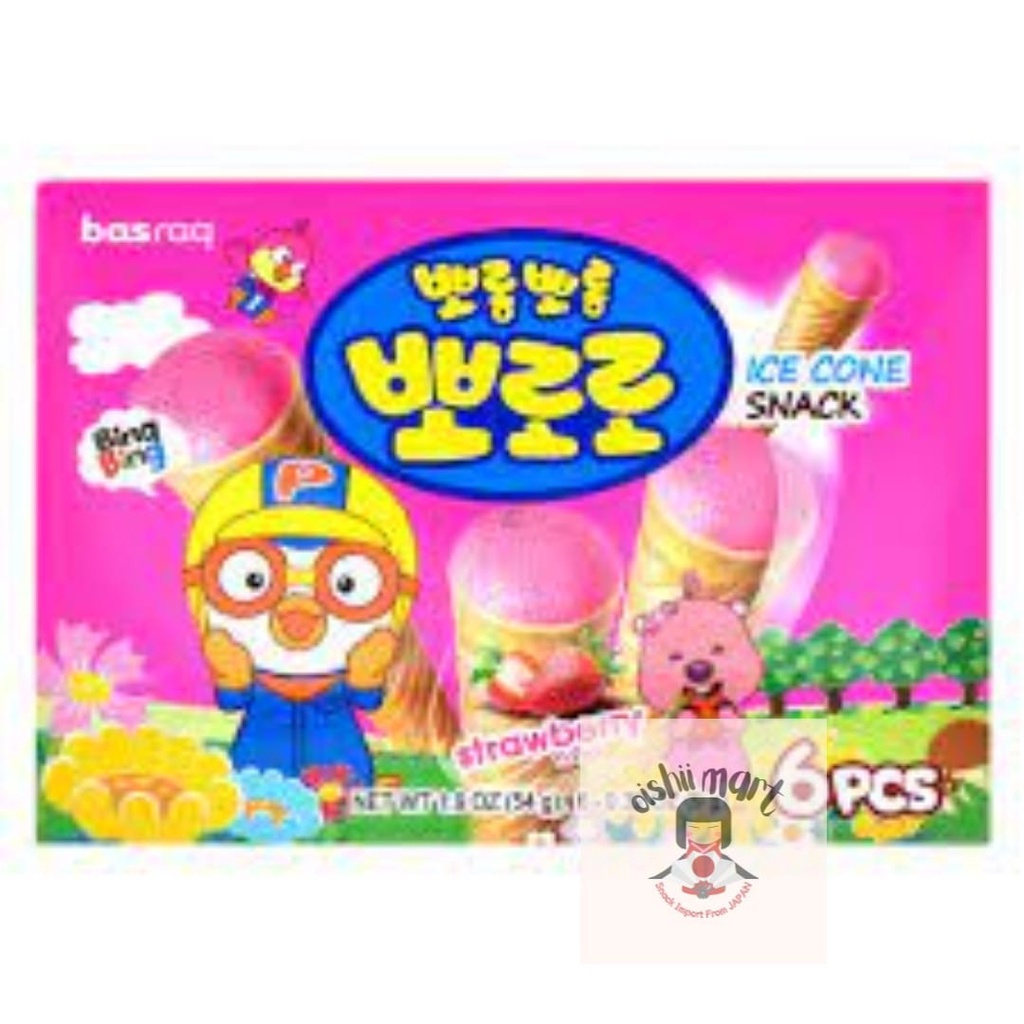 

Pororo Bingbing Ice Cone Strawberry Snack / snack impor / snack korea / cemilan / wafer / snack