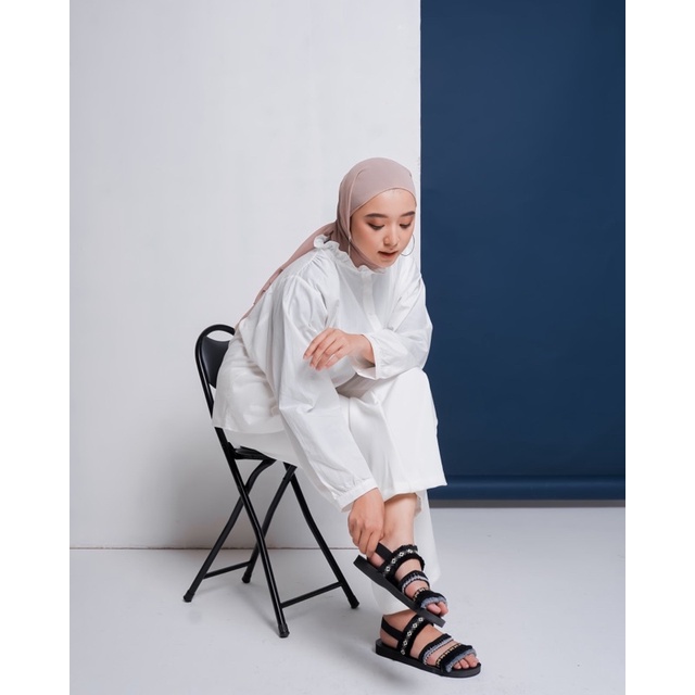 black grey - Strap black sandal boho / sandal etnik / sandal bohemian / sandal wanita-5