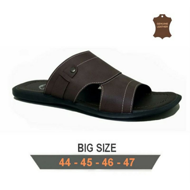 Sandal Slide Pria BIG SIZE 44-45-46-47 Sandal Casual Selop Pria Size BESAR JUMBO ORI, Cokelat