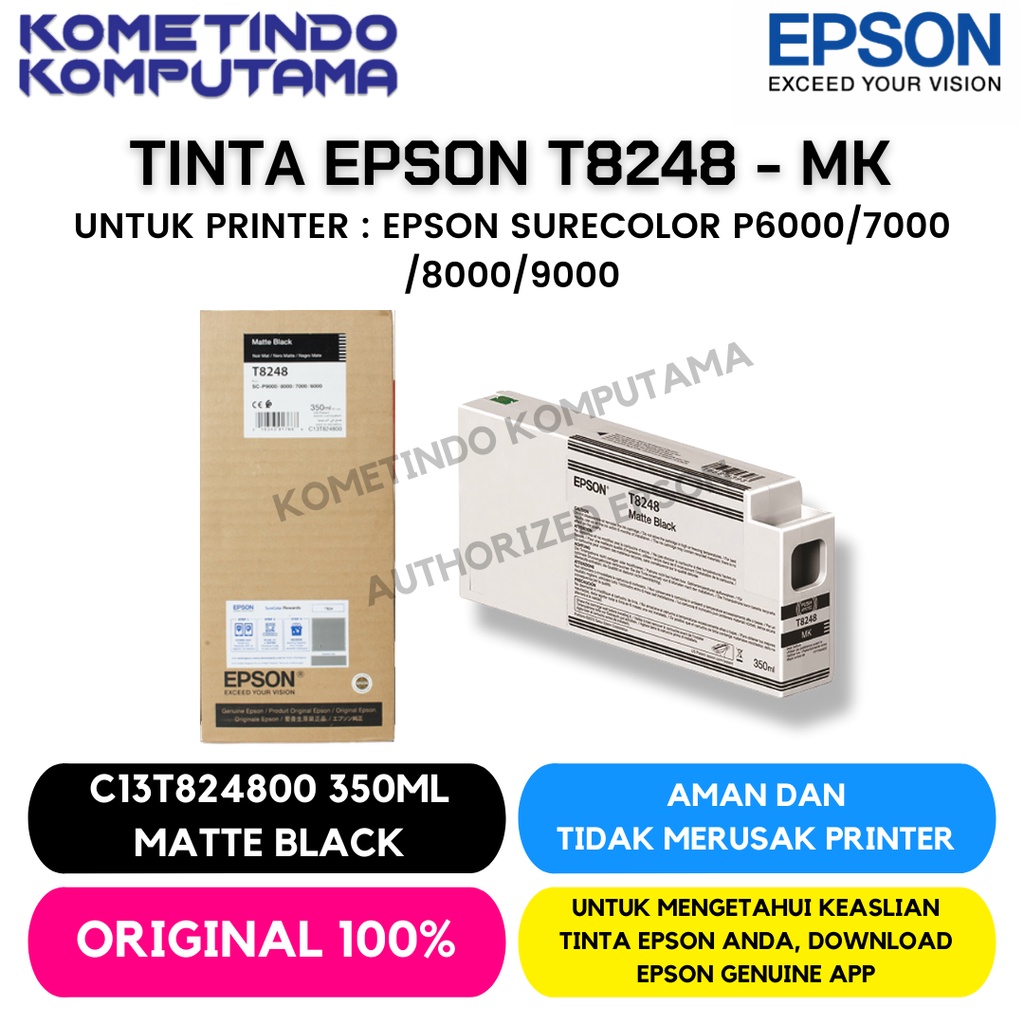 T8248 350ml MATTE BLACK TINTA CATRIDGE EPSON SureColour SC-P6000 / 7000 / 8000 / 9000 Original 100%