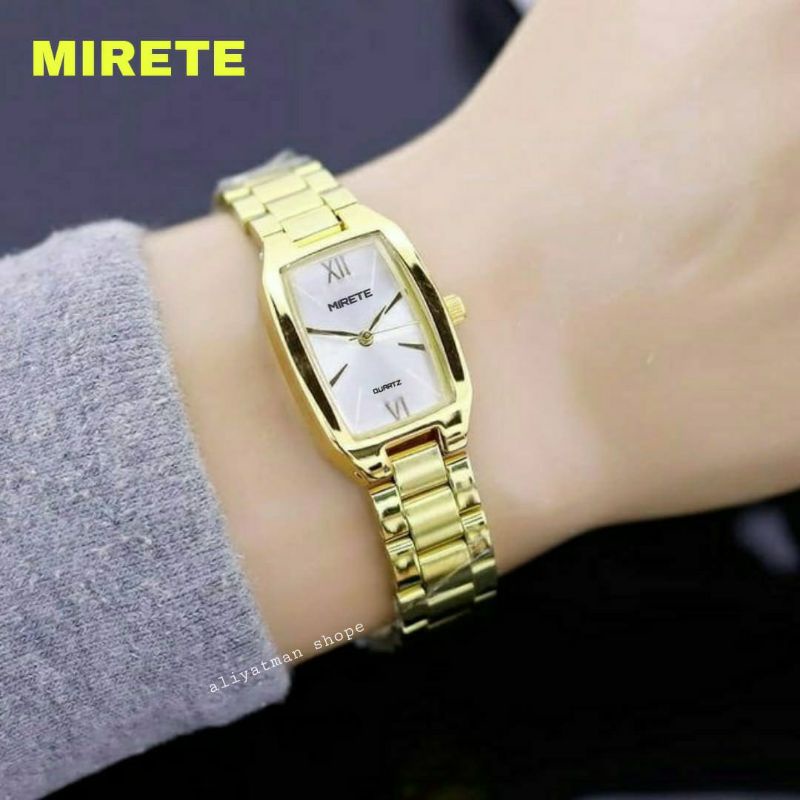 Jam tangan wanita mewah model kasual dan simple tali rantai stainliss_jam tangan wanita terlaris mirete original analog_jam tangan wanita cantik free btre cadangan