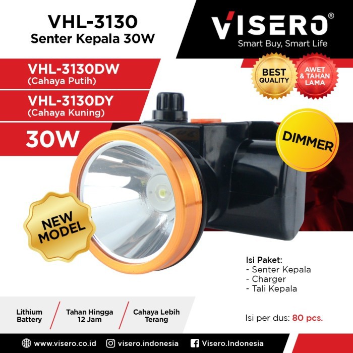 Senter Kepala 30W Cahaya Putih Dimmer Ganti Battery (VHL-3130ODW)