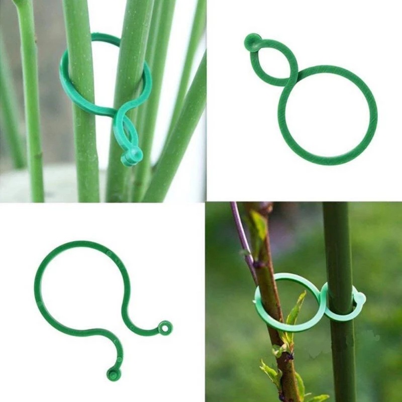 [50 Pcs Pack Garden Vegetable Plant Support Binding Clip] [Reusable Plastic 8-Shaped Buckle Gardening Greenhouse Clip Supplies]