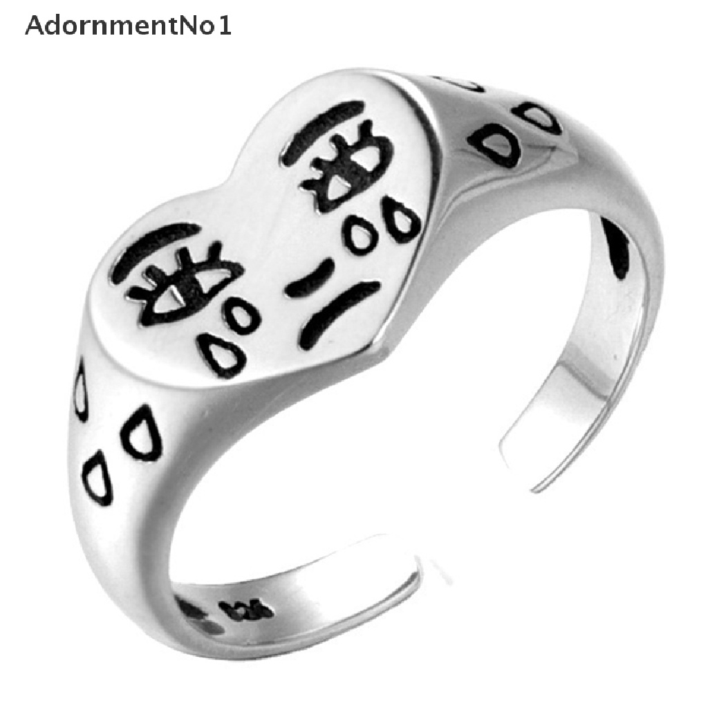 (AdornmentNo1) Cincin Silver Sterling 925 Motif Wajah Aksen Kristal + Air Mata Untuk Perhiasan Wanita