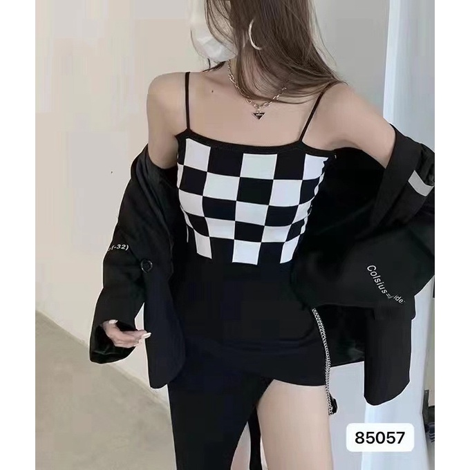 TANK BEBE DALAMAN TANKTOP CHECKER IMPORT WANITA MX975