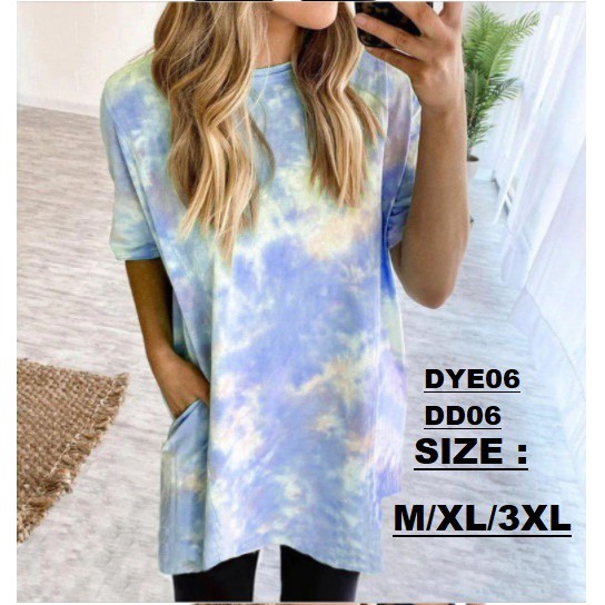 Blouse Tie Dye TShirt Mini Dress Kantong DD