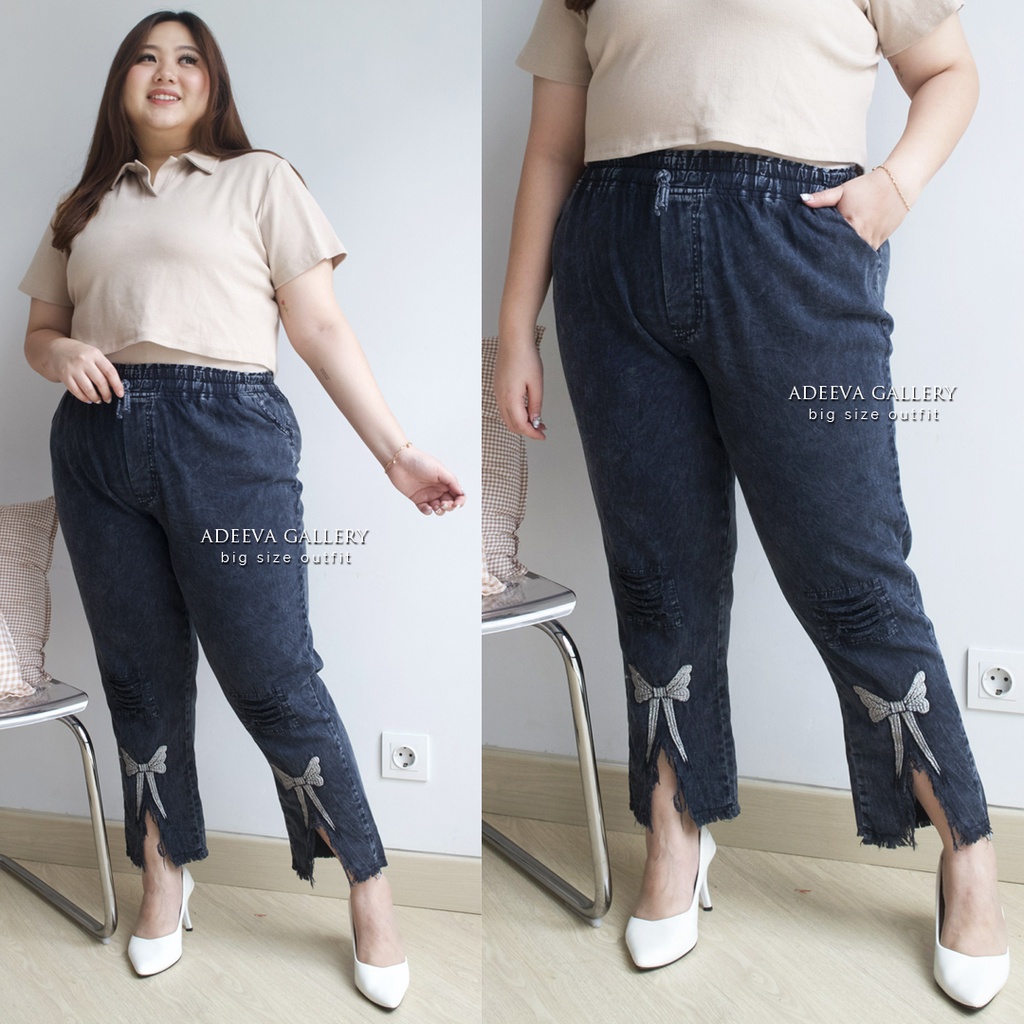 ADEEVA Claudya Pants Jumbo Celana Jeans Wanita Jumbo