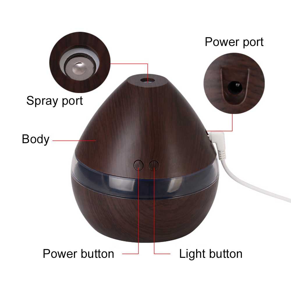 Taffware Air Humidifier Aromatherapy Oil Diffuser Wood 300ml Humi H218