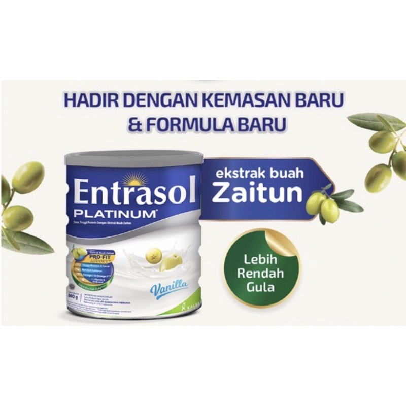 Entrasol platinum vanilla 400 gram &amp; 800 gram ( susu nutrisi lengkap lansia )