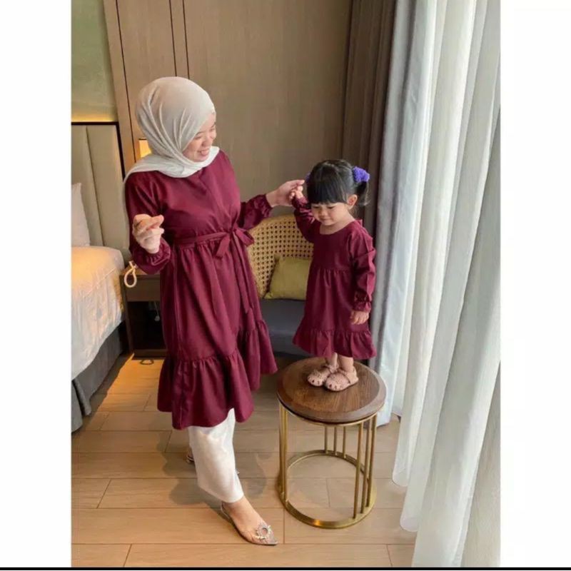 Tunik couple mom and kids rempel bawah tunik kekinian