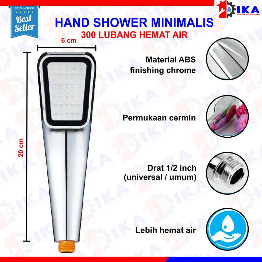 HAND SHOWER MANDI 300 LUBANG TEKANAN TINGGI HEMAT AIR Kepala Shower Head Pancuran Air Aerator Kamar Filter Selang Kencang