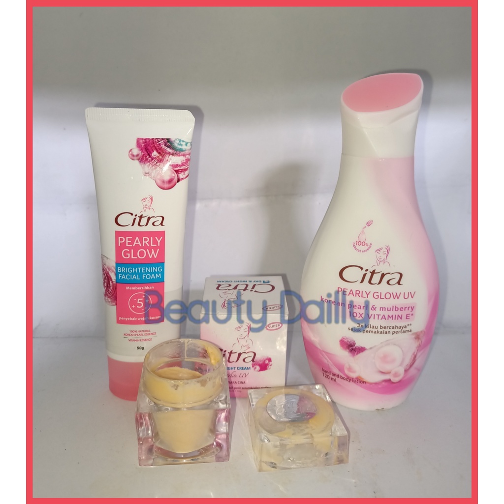 PAKET 3 IN 1 CITRA - Citra Pearly Glow BrighteningFacial Foam 50g + Citra Hand & Body Lotion Pearly 