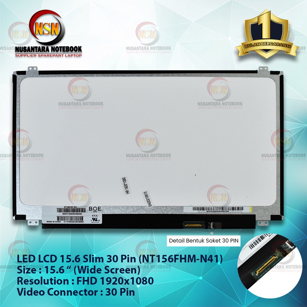 LED LCD Layar 15.6 Slim 30 Pin High Resolution ( 1920*1080 ) FHD