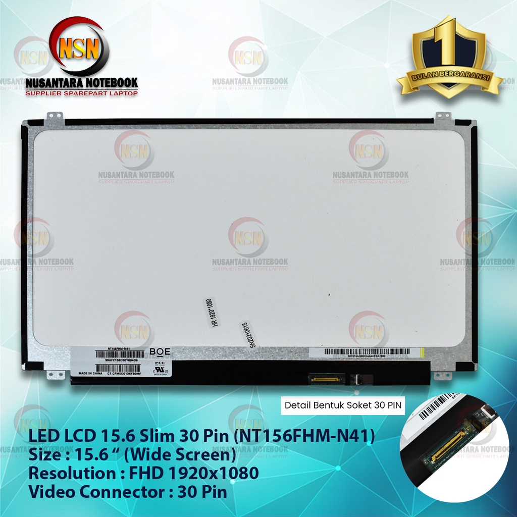 LED LCD Layar 15.6 Slim 30 Pin High Resolution ( 1920*1080 ) FHD