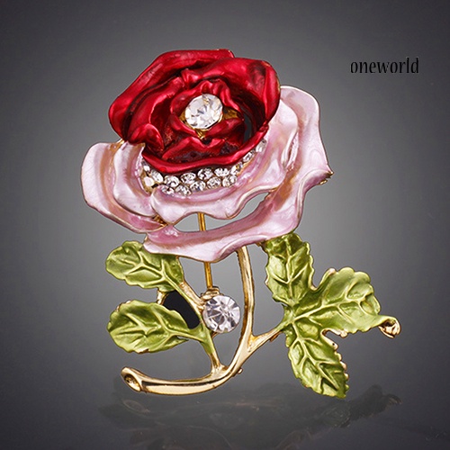 OW@ Fashion Womens Rhinestone Rose Flower Brooch Pin Wedding Party Jewelry Gifts