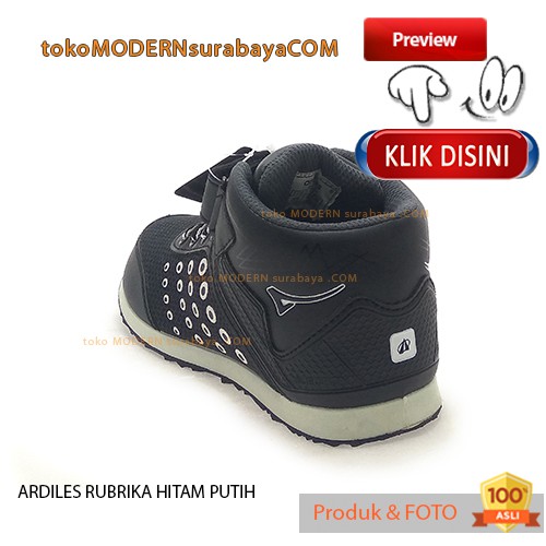 ARDILES RUBRIKA HITAM PUTIH Sepatu Sekolah Anak Boots Tinggi