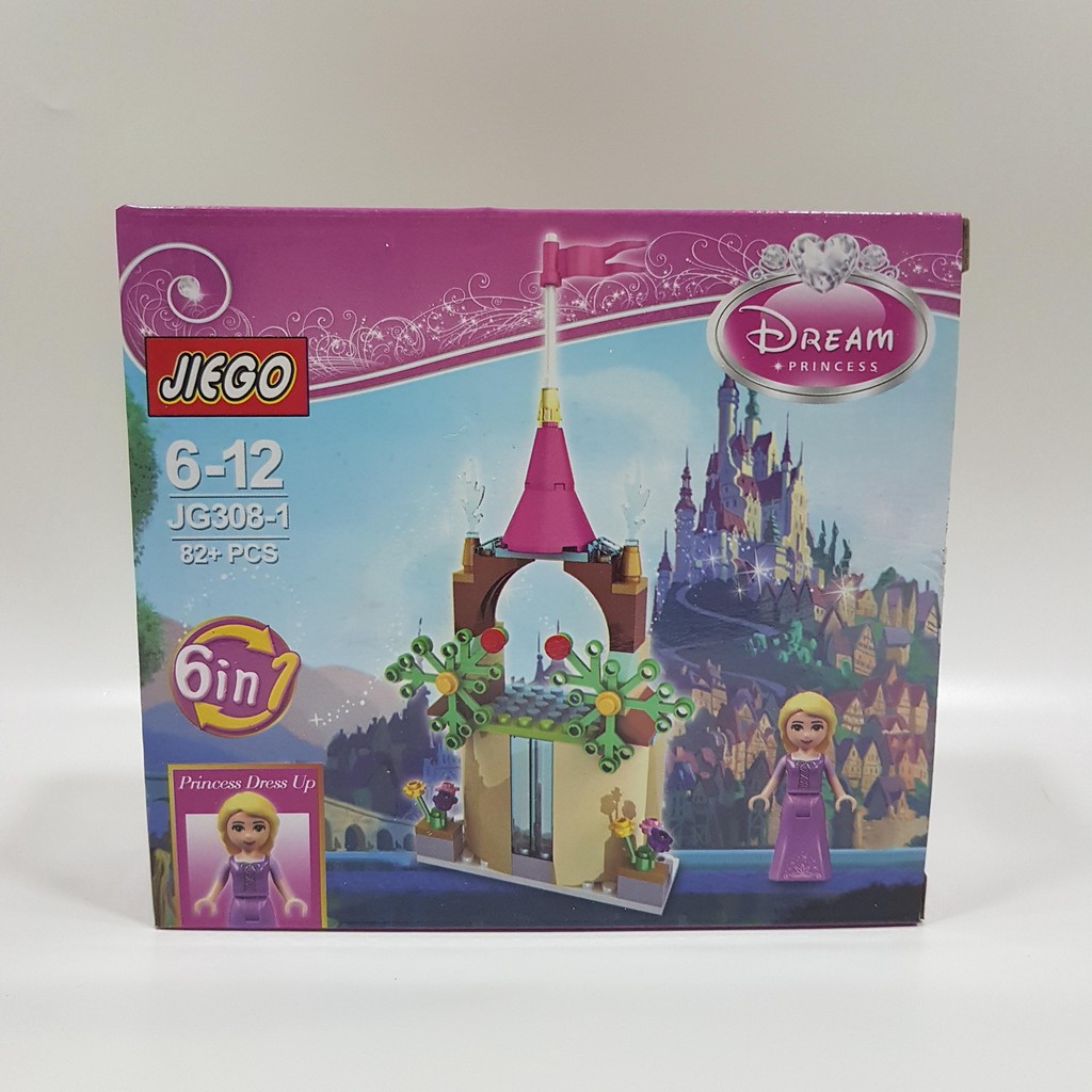 Mainan Rakit Blok Bentuk Kastil Princess Disney Rapunzel Jiego 6in1