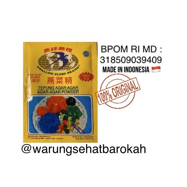 

best produk] Agar-agar Swallow Globe Brand 1x dos isi 12x sachet