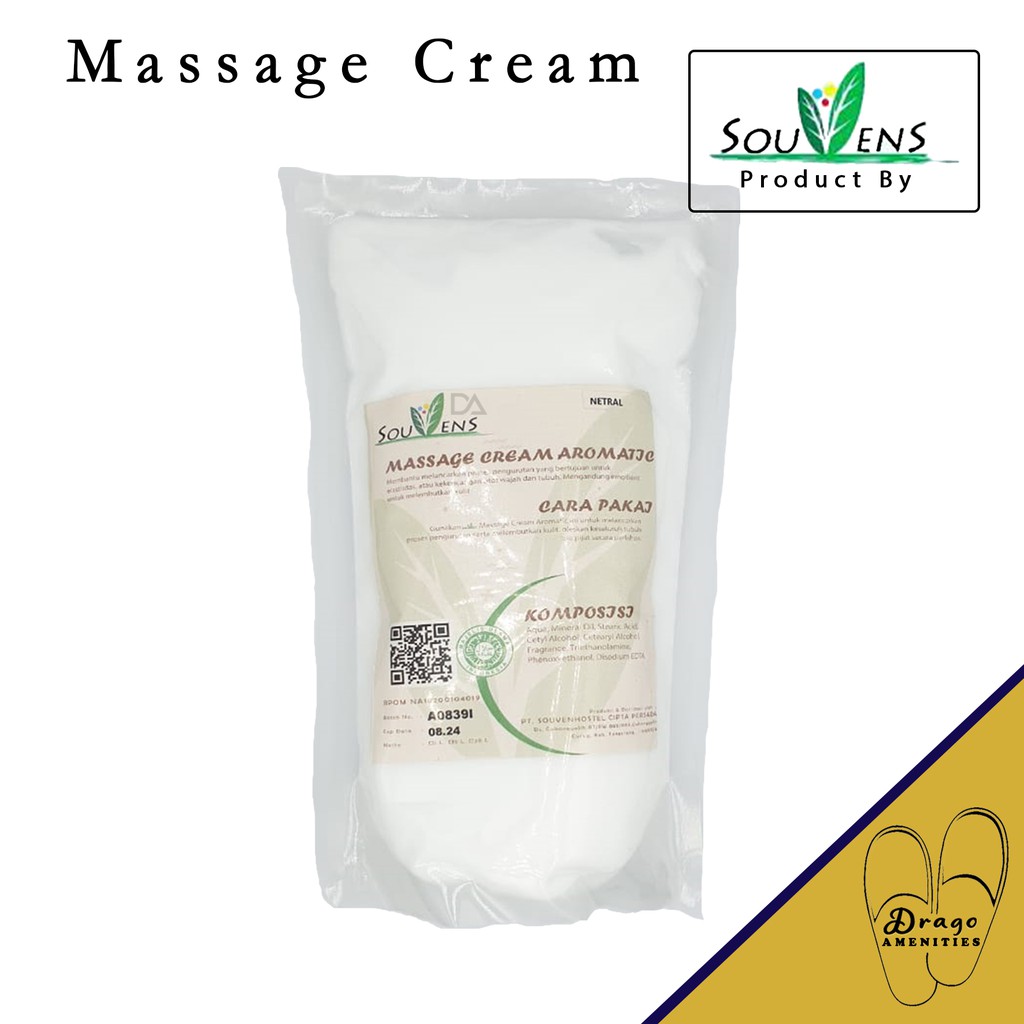 Massage Cream SOUVENS / Cream Pijat Badan Relaks 1 kg Wangi Jasmine / Plain Semerbak Spa Murah Refill