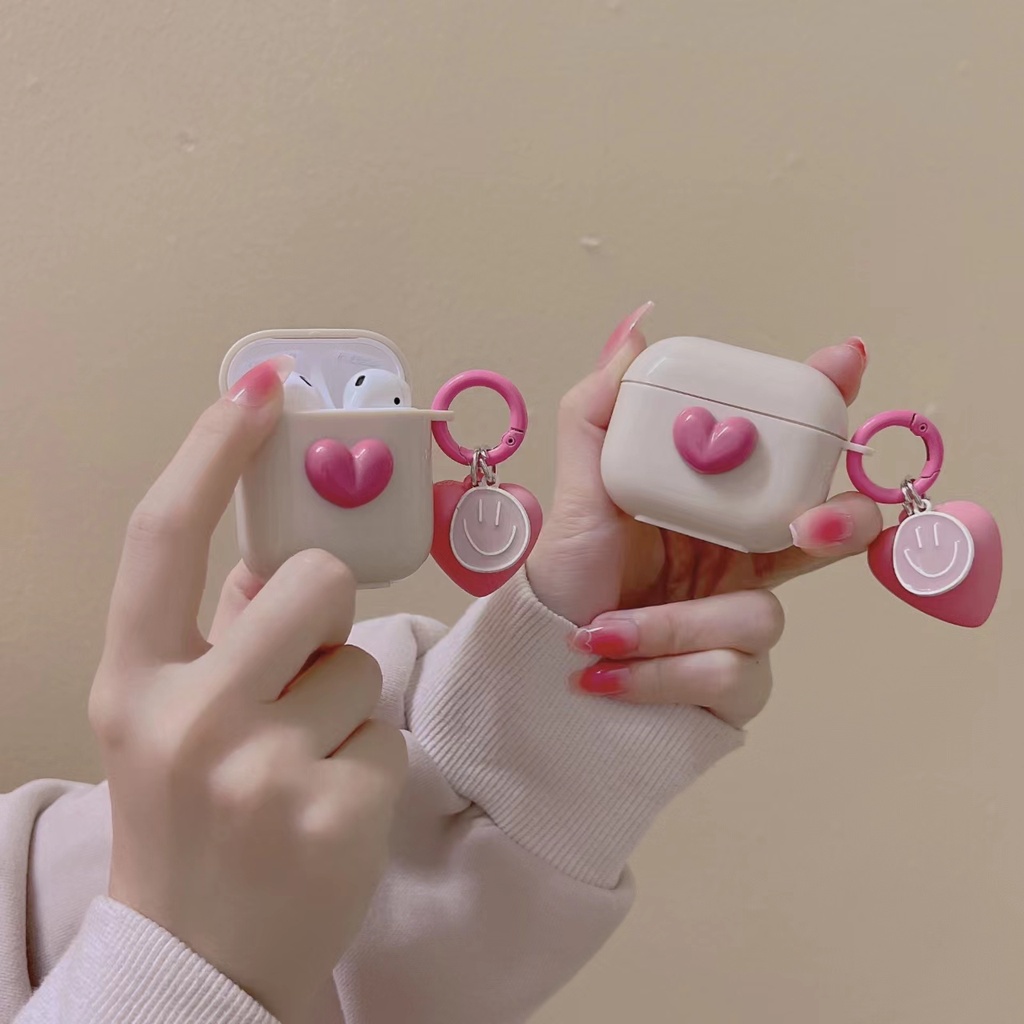 Case Pelindung AirPods 1 / 2 Pro Gen 3 Motif Hati Warna Pink