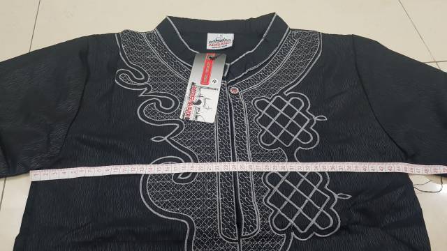 Baju Koko Bordir Black Panther Busana Muslim Pria Kekinian Tangan Panjang Termurah Size L XL XXL