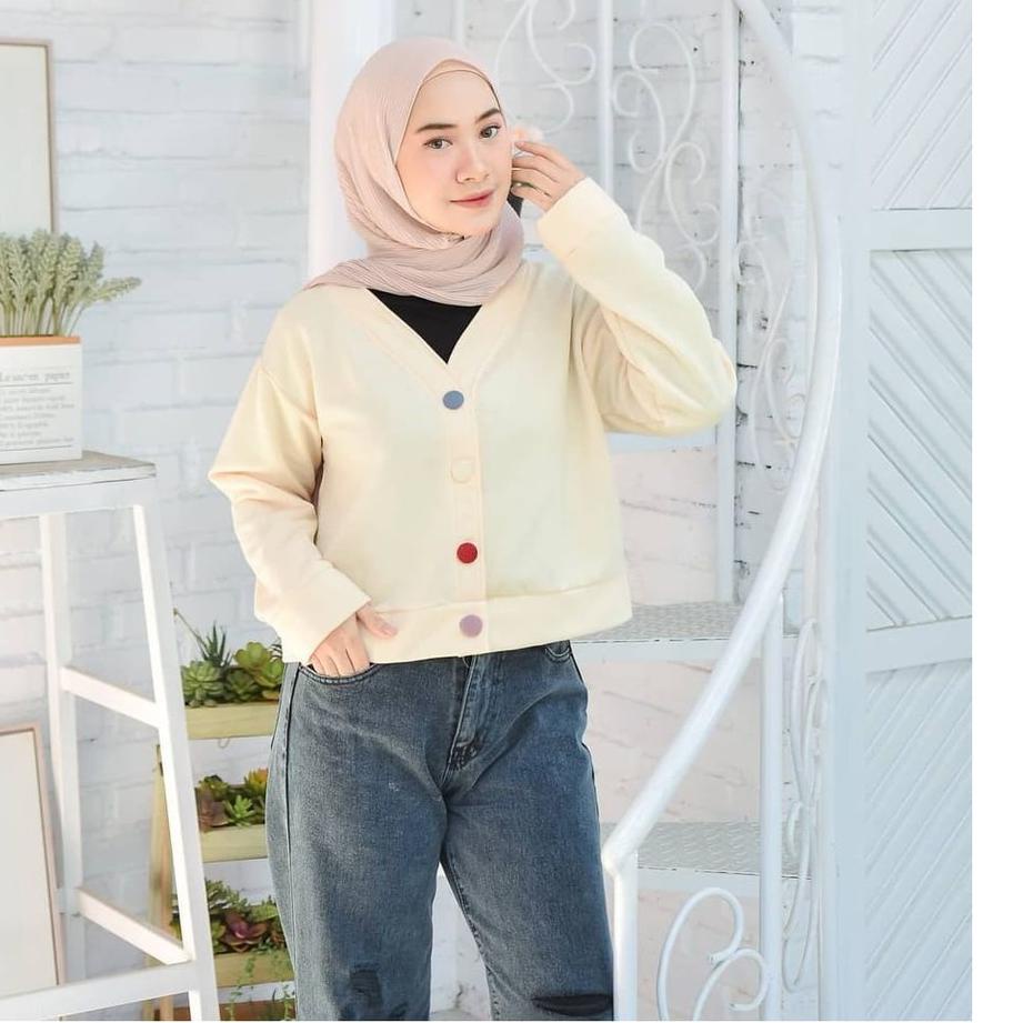 【GROSIR】 SWEATER OVERSIZE PHARSA CROOPE BUTTON - SWEATER CROOPE WANITA sale