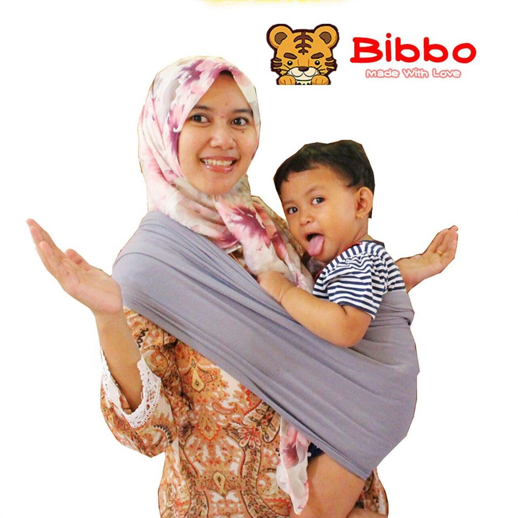 BIBBO - GENDONGAN BAYI Simple dan Praktis Geos Bibbo - Grey [ Tanpa Kemasan Tas Pouch]