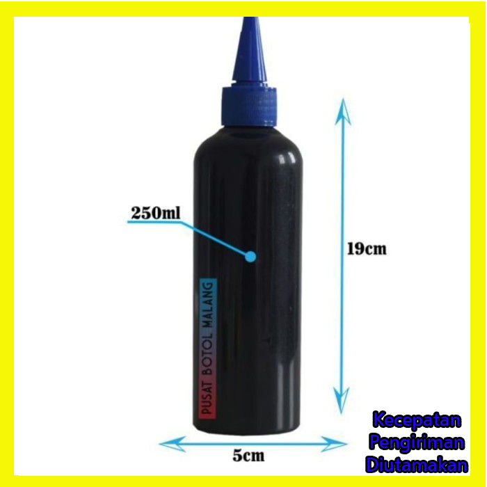 Botol plastik pet 250ml kerucut [biru hitam]