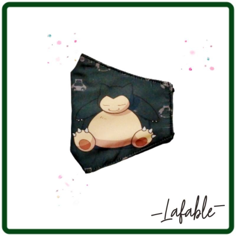 Masker Pokemon Snorlax | Masker kain 3 lapis | Masker Snorlax | Masker lucu dewasa