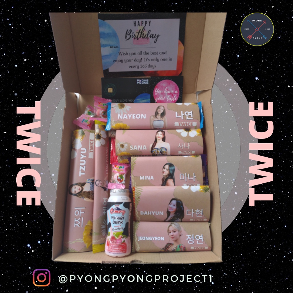 

Snack box/Gift box KPOP TWICE / Hampers /Kado Ulang Tahun / Kado Wisuda / Kado Anniversarry/ ONCE