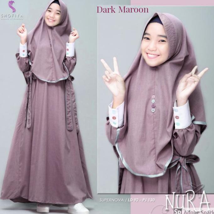 PROMO setelan gamis syari anak remaja nura syari kids plus jilbab ori naura