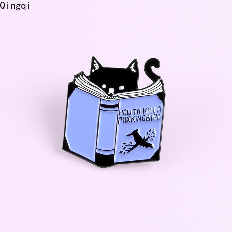 Bros Pin Enamel Desain Kartun Hewan Kucing Hitam Untuk Anak