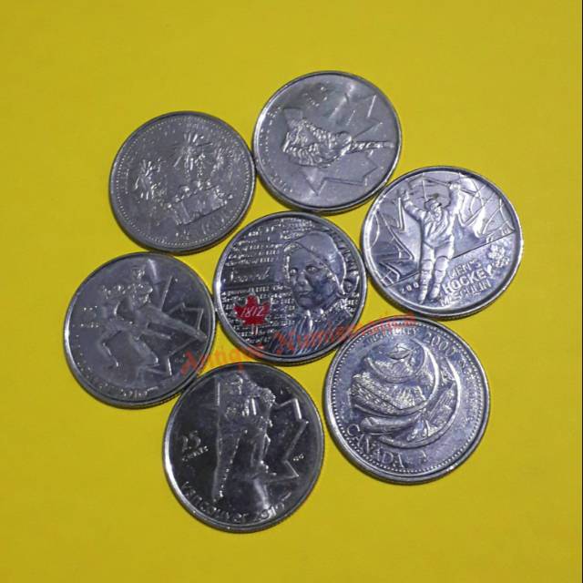 KOIN CANADA 25 CENT QUARTER COMMEMORATIVE 7 KEPING BERBEDA VARIAN