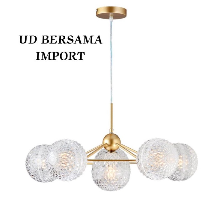 EGLARE Lampu Gantung Hias Globe 6L/Lampu Hias/Pendant Lamp Madrot Gold