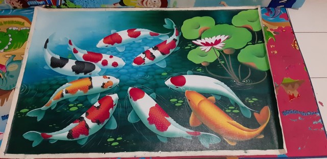Lukisan Ikan Koi Fengshui 85 X 135 Cm