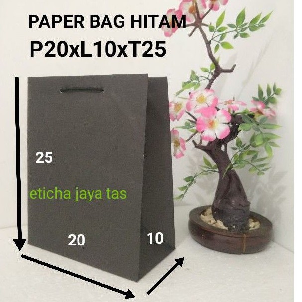 PAPER BAG/ TAS KERTAS HITAM 20X25