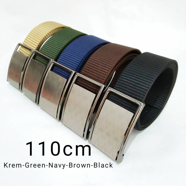 Ikat Pinggang Pria Sabuk Polos Gesper Metal Buckle Kanvas Nylon Polyester