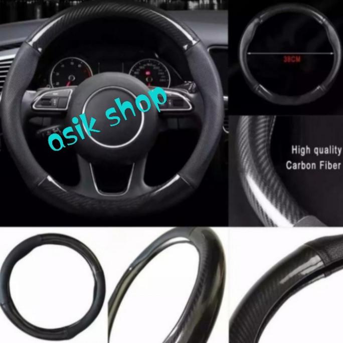 Sarung Stir Mobil VIOS GEN 2 Cover Stir Premium Carbon Setengah Kulit