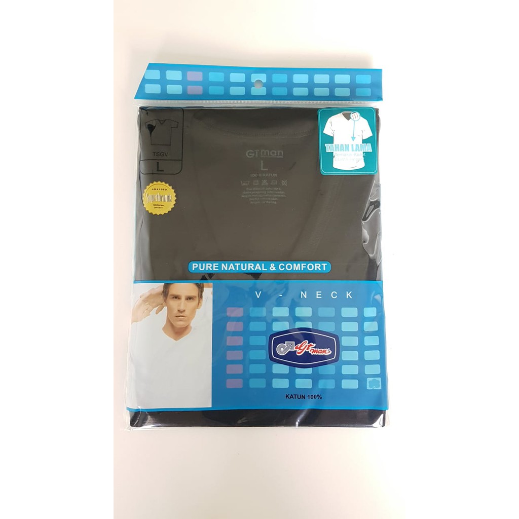 Kaos Dalam Oblong Singlet Pria V -Neck T-Shirt - GT Man TSGV - White ( Putih ) / Black ( Hitam )