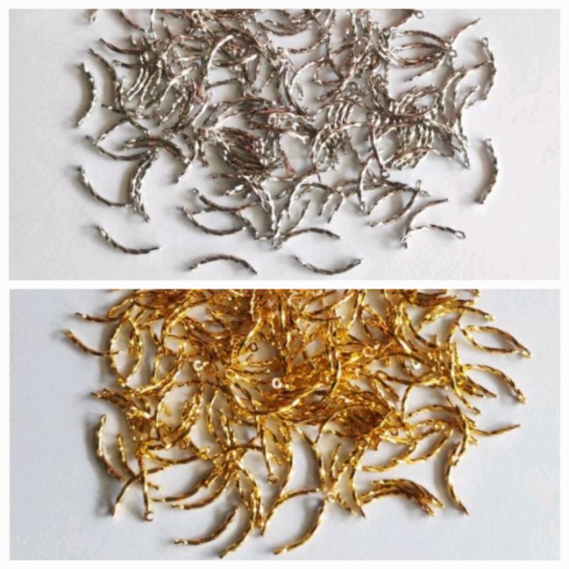 100 PCS PIPA ULIR | PAKU LILIT LENGKUNG | PAKU ULIR SAMBUNG SILVER GOLD BAHAN CRAFT