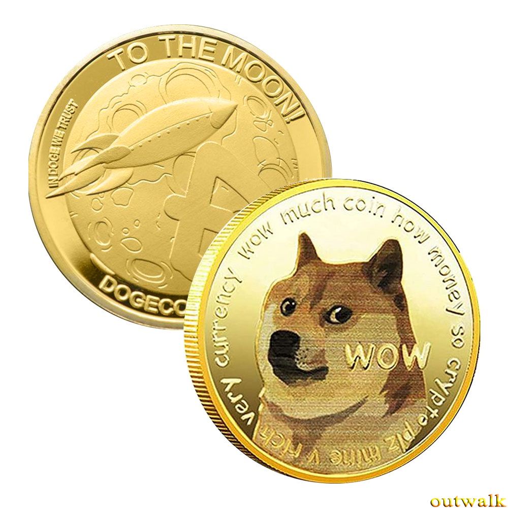 Koin Peringatan Shiba Inu Doge Tiga Dimensi Bahan Logam Lapis Emas Perak