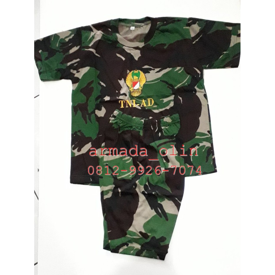 RPM Kaos anak pendek Tni ad | stelan anak loreng