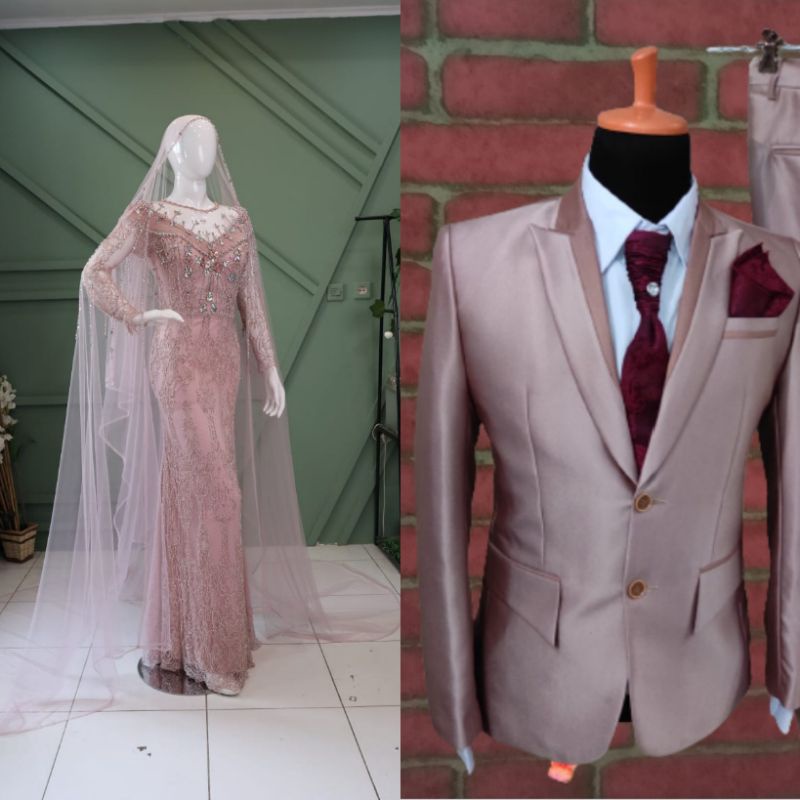 GAUN PENGANTIN COUPLE SLIM MEWAH BEREKOR //GAUN COUPLE TERMURAH 2021//BESKAP//GAUN