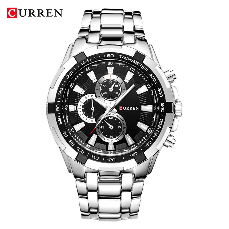 CURREN 8023 Jam Tangan Pria Analog Stainless Steel Chronograph Tidak Aktif ALL-TIME CURRENOS