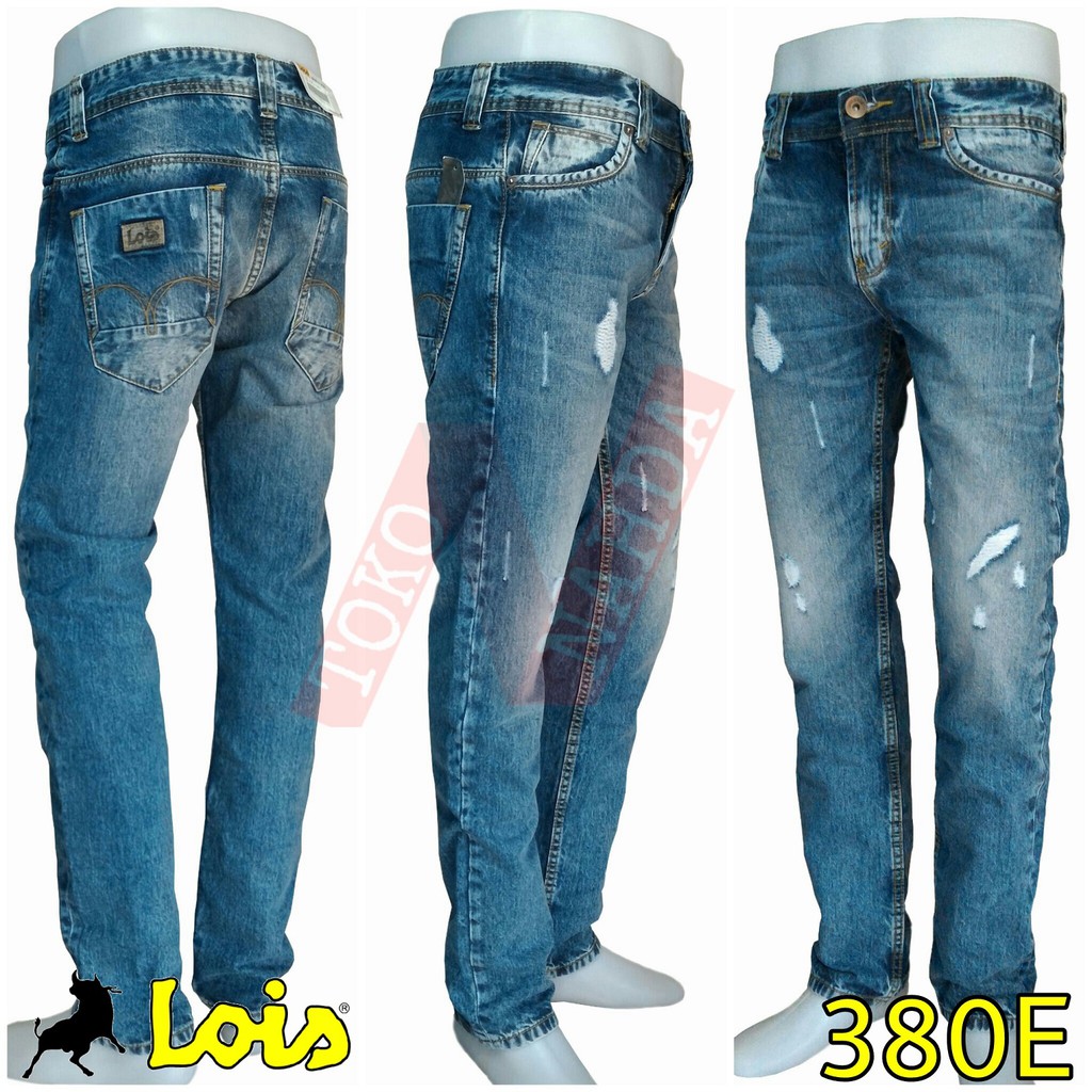  Lois  Jeans  Original Celana  jeans  Slim fit motif sobek  