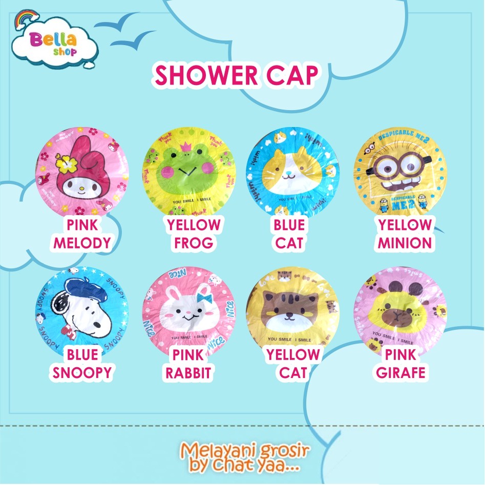 SHOWER CAP MURAH SHOWER CAP KARAKTER MURAH PENUTUP RAMBUT KERAMAS BS