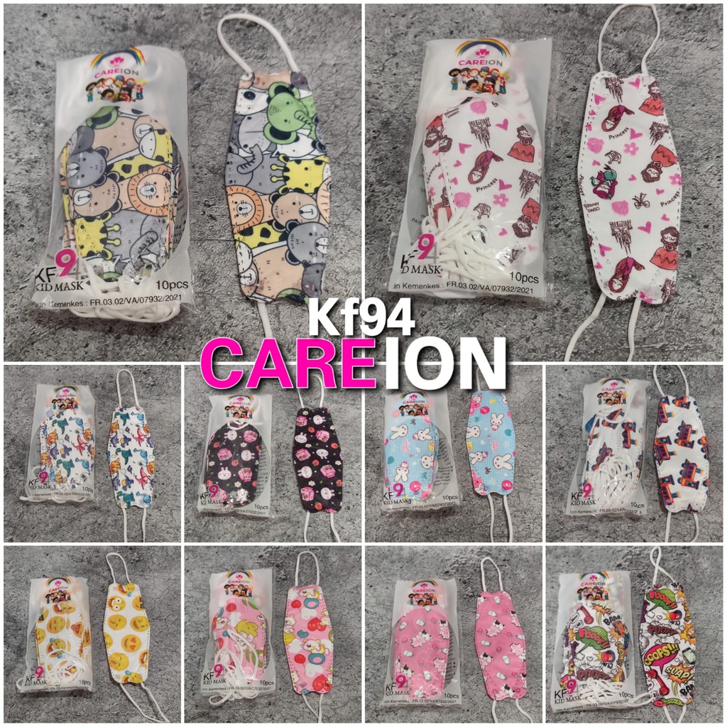 CAREION KF94 KIDS - MASKER ANAK KF94 4PLY CAREION KIDS WARNA WARNI DAN MOTIF