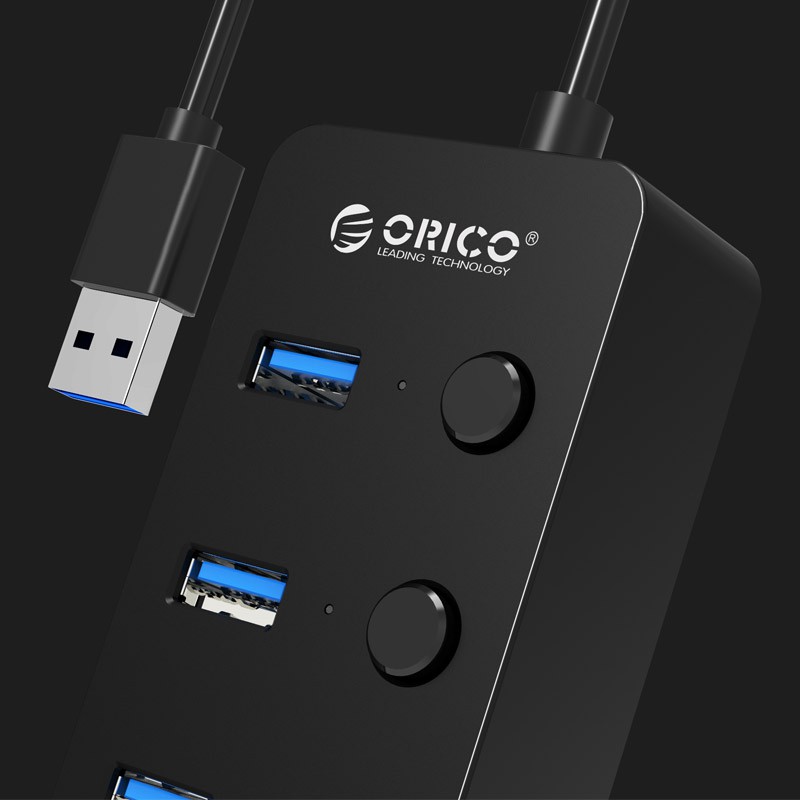 Orico USB 3.0 High Speed RIUA3WBK USB HUB 4 Port with On/Off Switch - W9PH4-V1 - Black